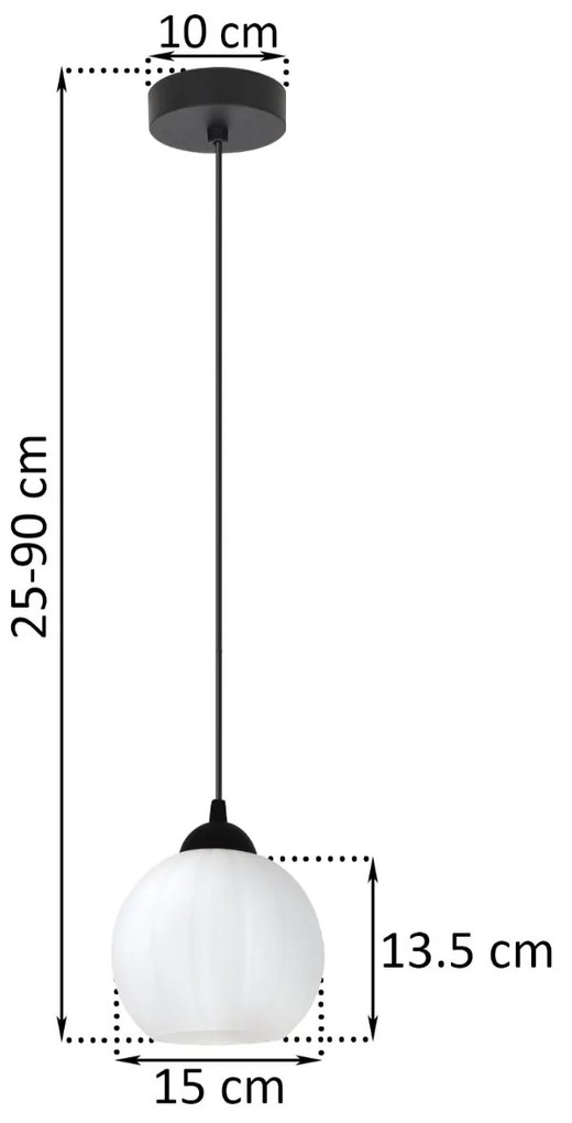 Závesné svietidlo Costa, 1x biele sklenené tienidlo, b