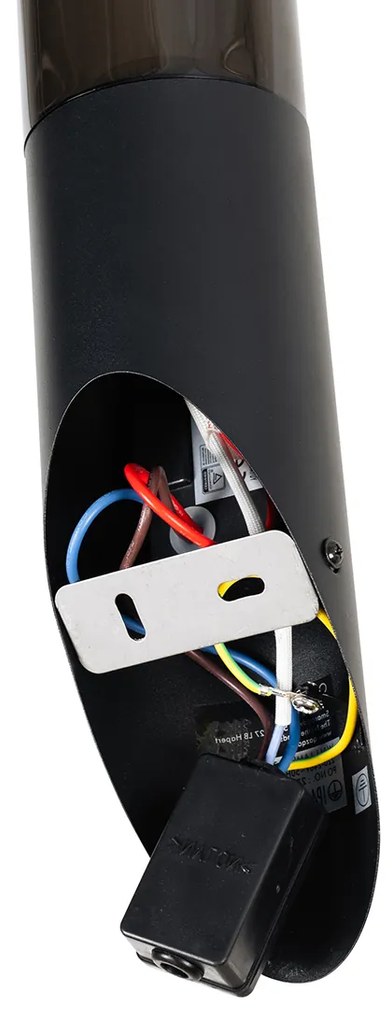 Moderné vonkajšie nástenné svietidlo čierne s pohybovým senzorom IP44 - Rox