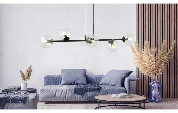 Luster na lanku ROSSI 6xE14/10W/230V čierna/číra