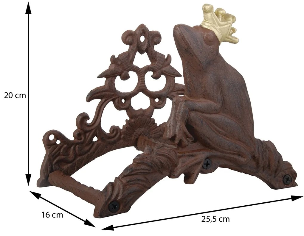 Liatinový nástenný držiak na záhradnú hadicu Frog, 25,5x20 cm, hnedá