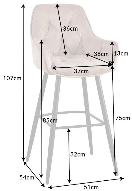 Barová stolička Milano champagne velvet