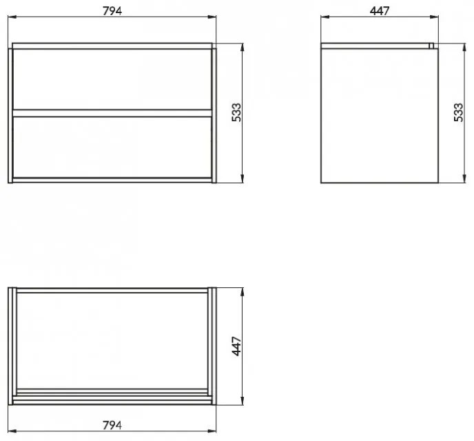 Cersanit Crea, závesná skrinka 794x447x533 mm, biela lesklá, S924-004