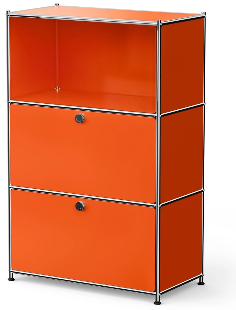 Komoda Kovová komoda »CN3« s výklopnými priečinkami, oranžová