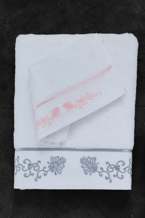 Soft Cotton Osuška DIARA 85x150 cm Biela / mentolová výšivka