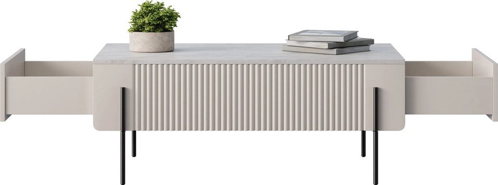 Konferenčný stolík Malmi 100 cm - kašmírová / crema bianca / čierna