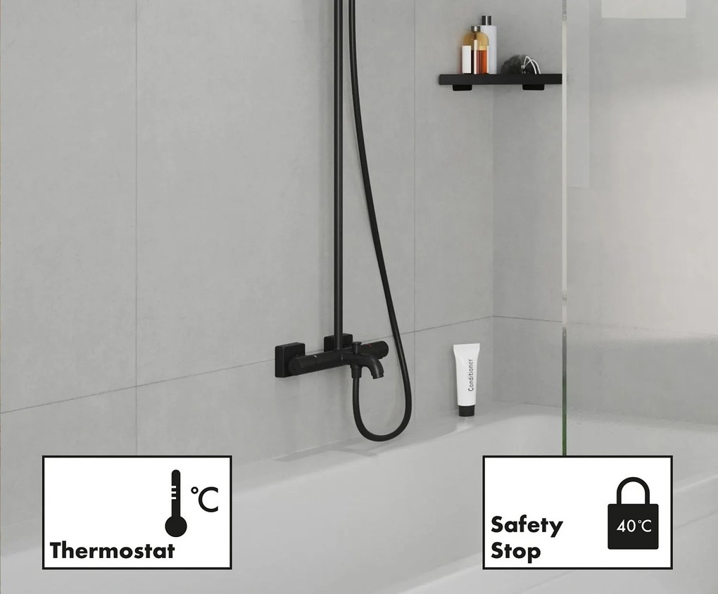 Hansgrohe Vernis Shape, Showerpipe 240 1jet s vaňovým termostatom, čierna matná, HAN-26900670