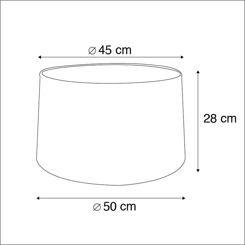 Bavlnený tienidlo čierne 45/50/28 so zlatým vnútrom