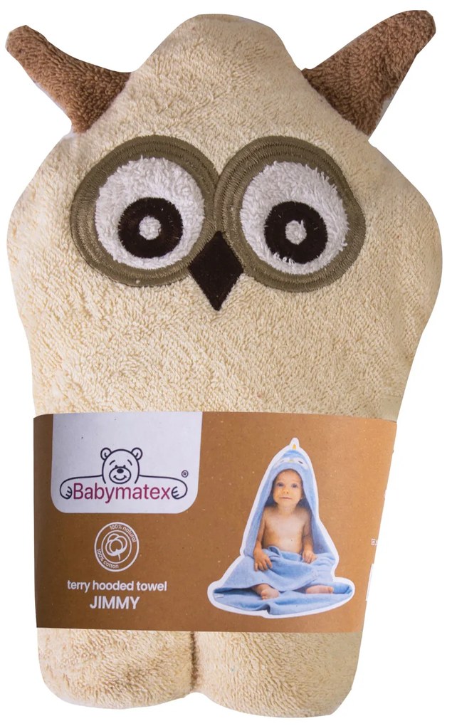 Babymatex Bavlnená osuška pre bábätko s kapucňou Jimmy 80x80cm - Sovička