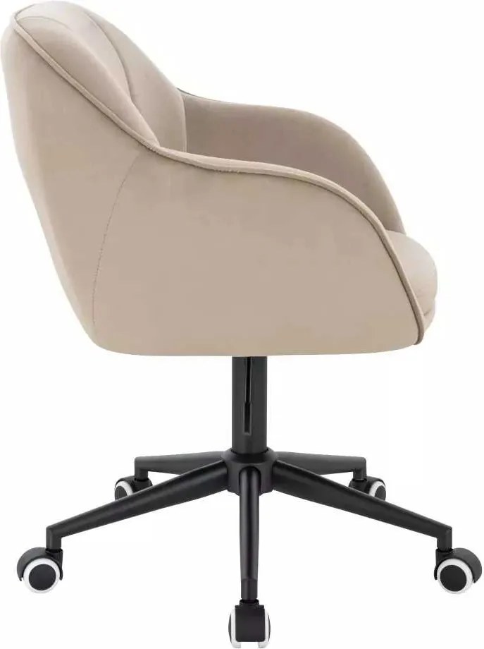 LuxuryForm DESIGN Stolička AVOLA VELUR na čiernej podstave s kolieskami - latte