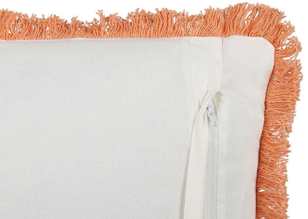 Sada 2 bavlnených vankúšov so vzorom 45 x 45 cm biela/oranžová SATIVUS Beliani
