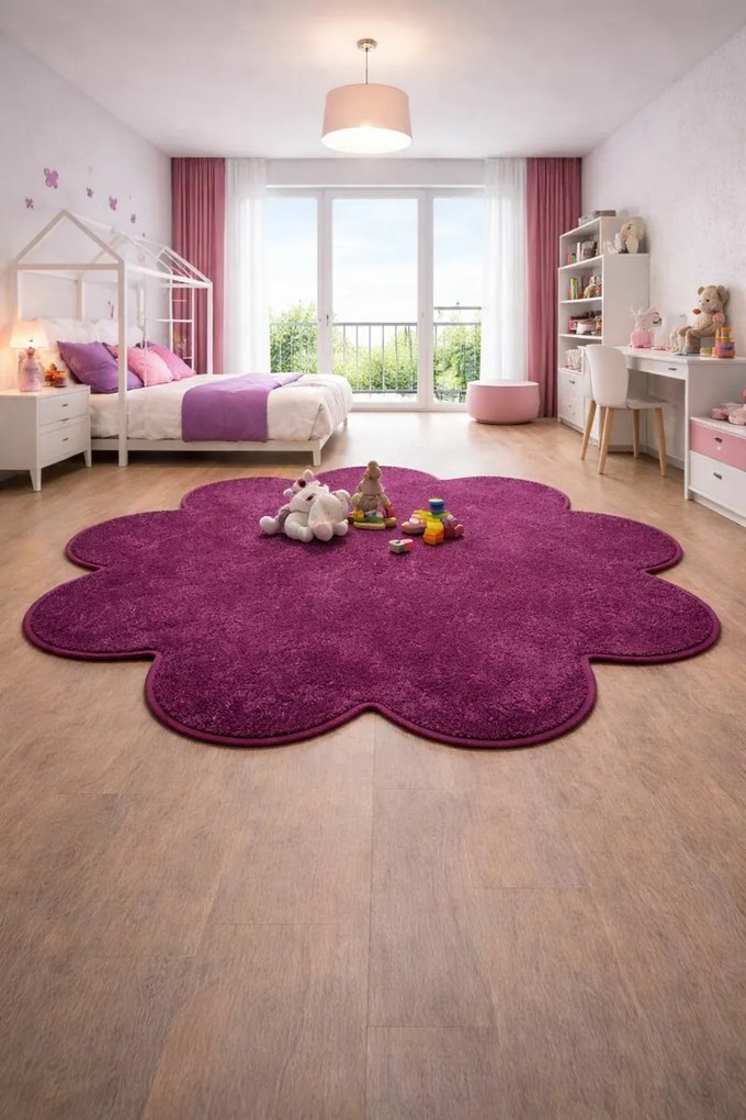 Vopi, Kusový koberec Eton fialový kvetina, 120x120 kvietok, fialová, chodba / predsieň