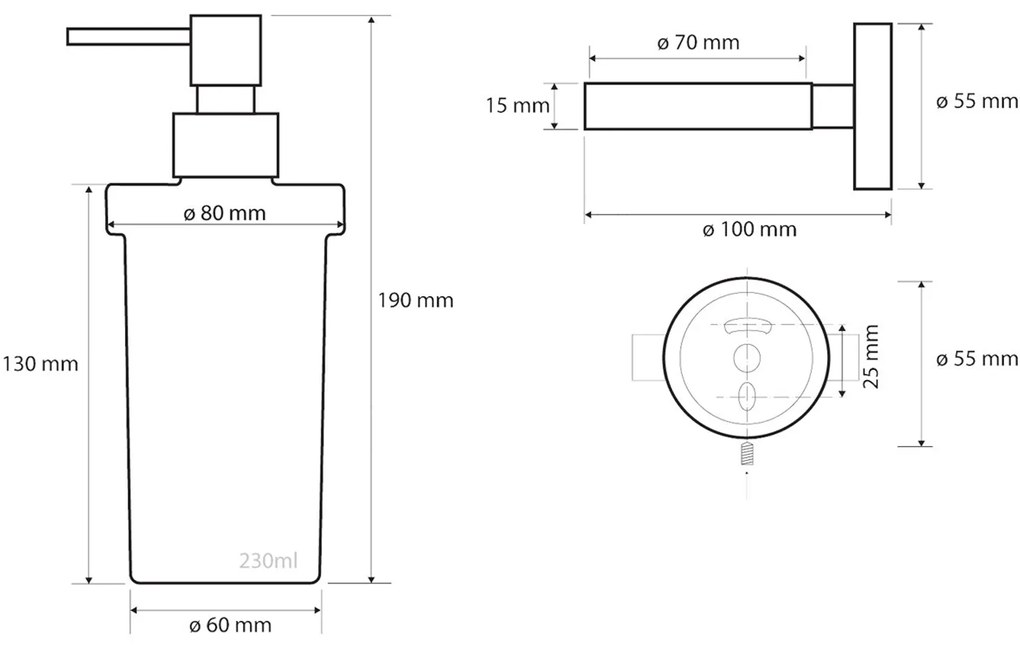 Sapho Sapho, X-STEEL dávkovač mydla 230ml, mliečne sklo, nerez mat, XS101