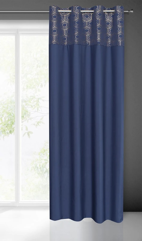 ZÁVES NA KRÚŽKOCH DAFNE 140X250 CM NÁMORNÍCKA MODRÁ