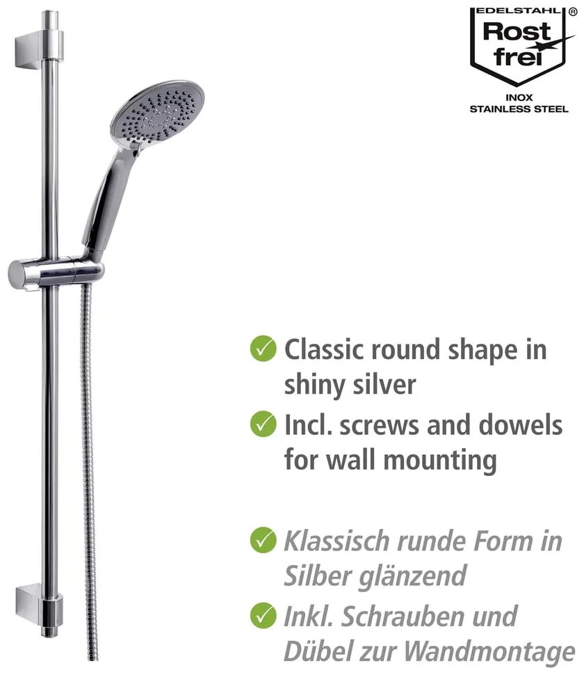 Sprchový set z nerezovej ocele v lesklej striebornej farbe 66 cm Young - Wenko