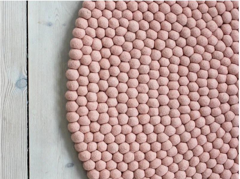 Pastelovočervený guľôčkový vlnený koberec Wooldot Ball rugs, ⌀ 120 cm