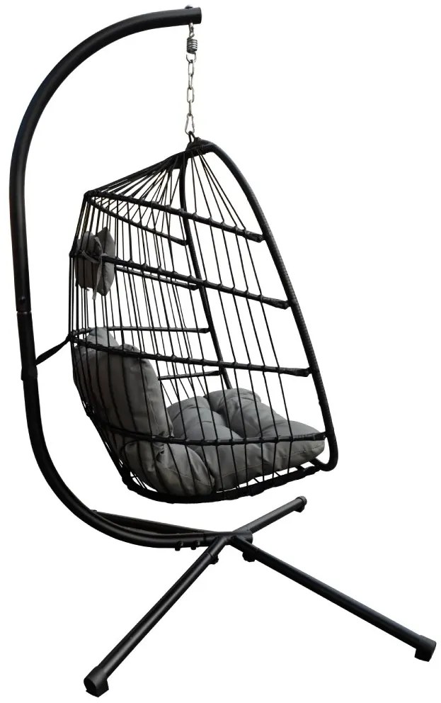 Závesné kreslo BestBerg BBHC-30 / oceľ / čierna/sivá