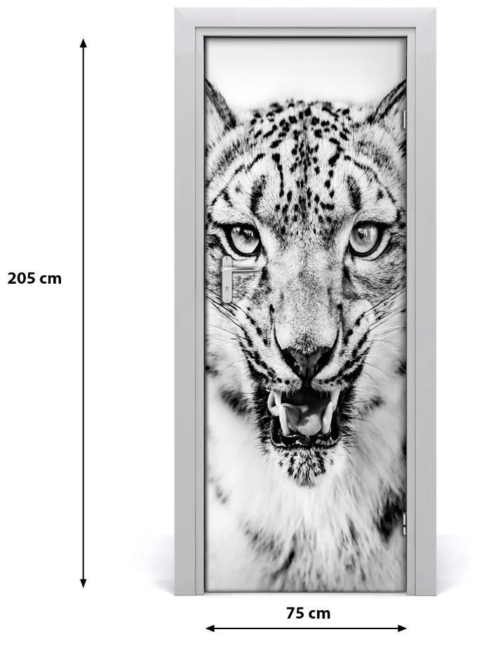 Samolepiace fototapety na dvere snežný leopard 75x205 cm