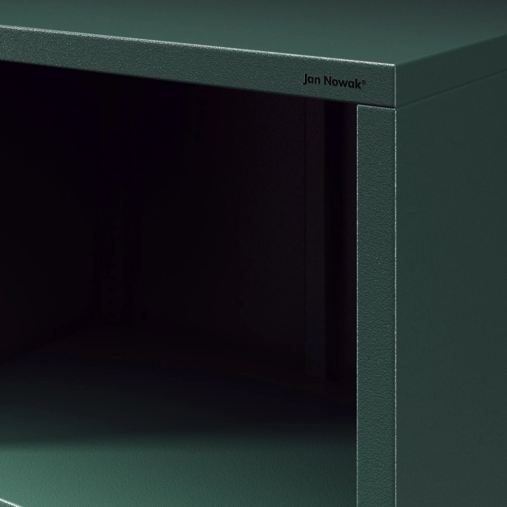 Regál plytký otvorený na knihy na nožičkách fľaškovo zelená, 500x1800x350 mm: MARIO Modern