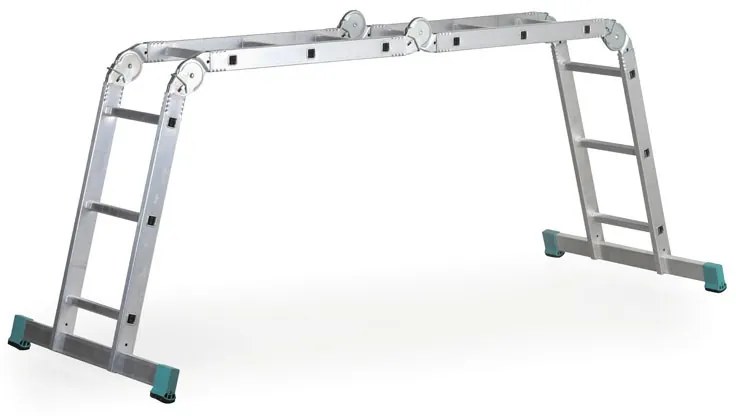 Hliníkový viacúčelový kĺbový rebrík ALVE FORTE, 4x3 priečky, dĺžka 3,48 m