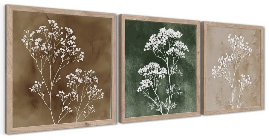Obrazy v súprave 3 ks 30x30 cm Floral Imprint – Styler
