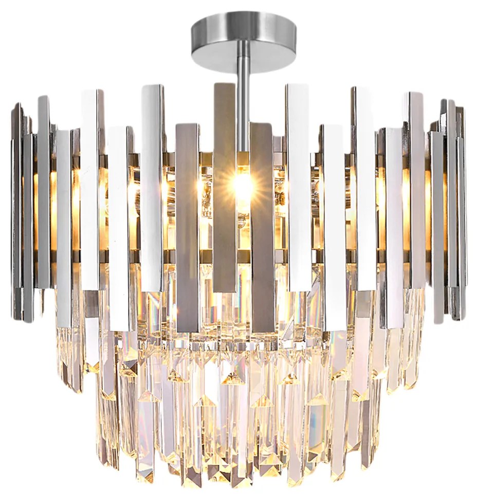 EUlight Luster Aspen I, 1x krištáľové/chrómové kovové tienidlo, (fi 45cm), ch