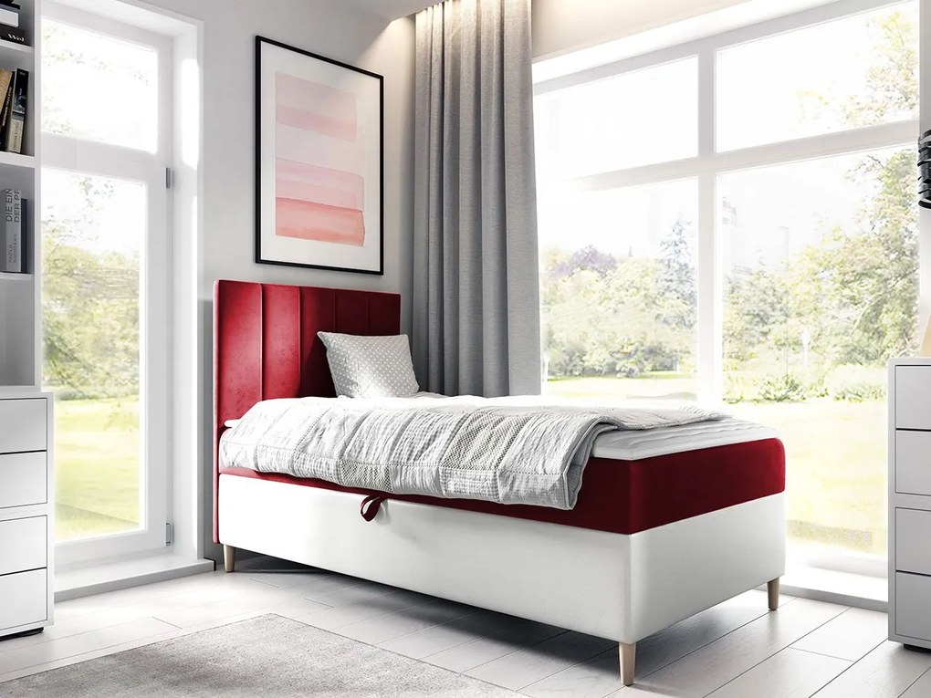Kontinentálna posteľ Junior Kamire 1, Strana: ľavá, Rozmer postele: 80x200, Dostupné poťahy: ekokoža Soft 017 (biela) + Fresh 08 Mirjan24 5903211191756