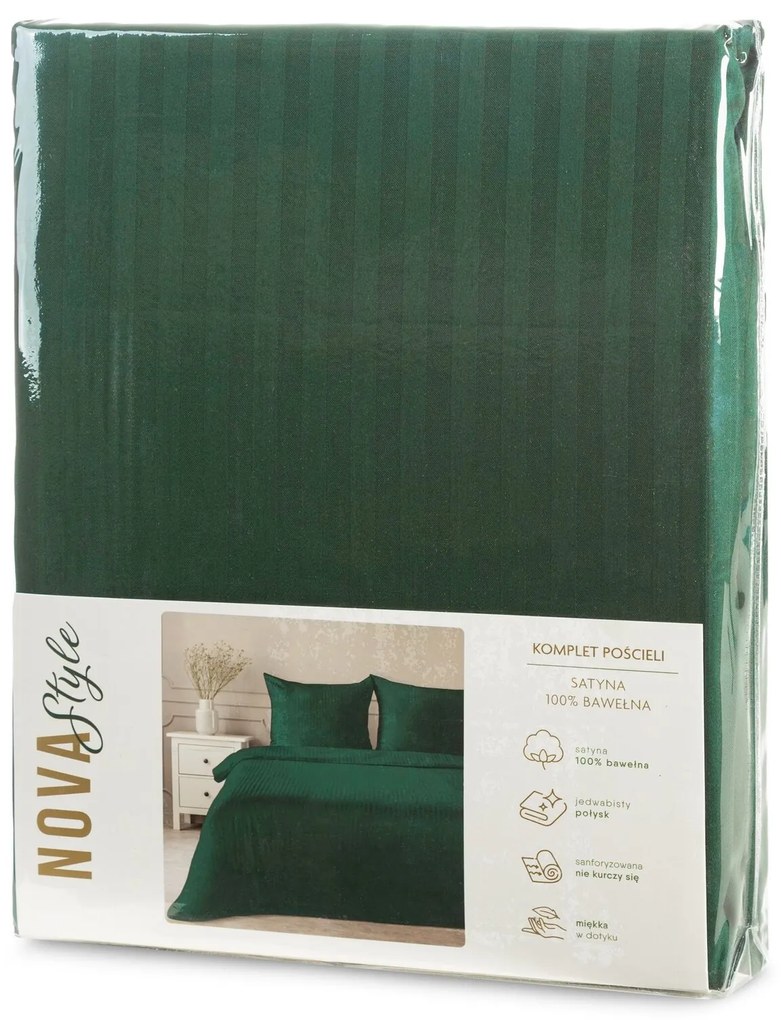 SATÉNOVÉ OBLIEČKY VERA 140X200 CM, 1 KS 70X80 CM TMAVOZELENÉ