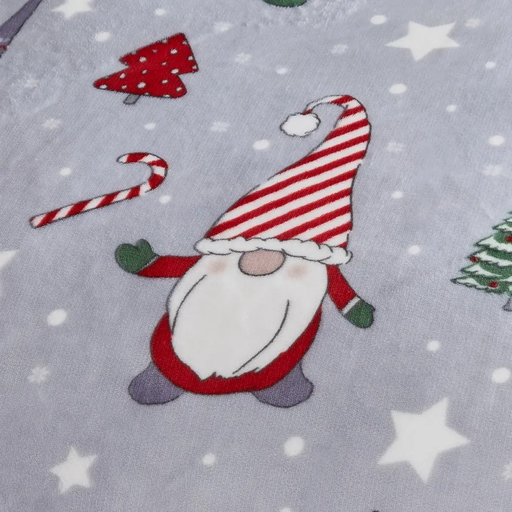 Sivé obliečky na dvojlôžko/predĺžené z mikroplyšu 230x220 cm Festive Gnomes – Catherine Lansfield