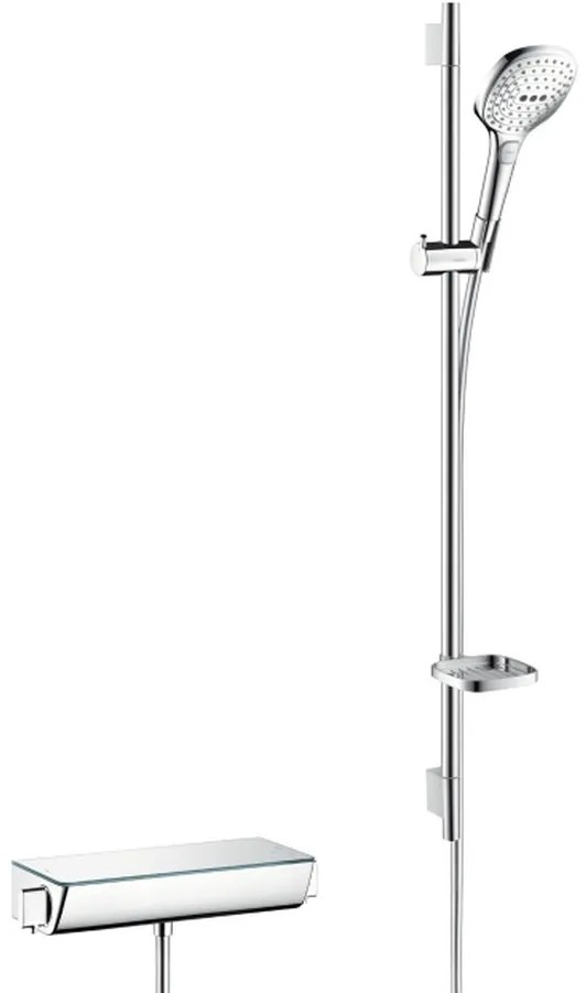 Hansgrohe Raindance Select E, sprchová súprava 120 3jet na stenu s termostatom Ecostat Select a sprchovou tyčou 90 cm, chrómová, HAN-27039000