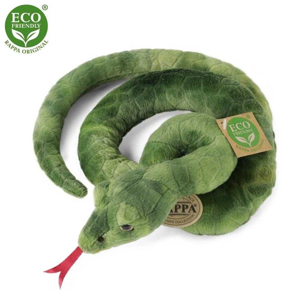 Rappa Plyšový had zelený 90 cm ECO-FRIENDLY
