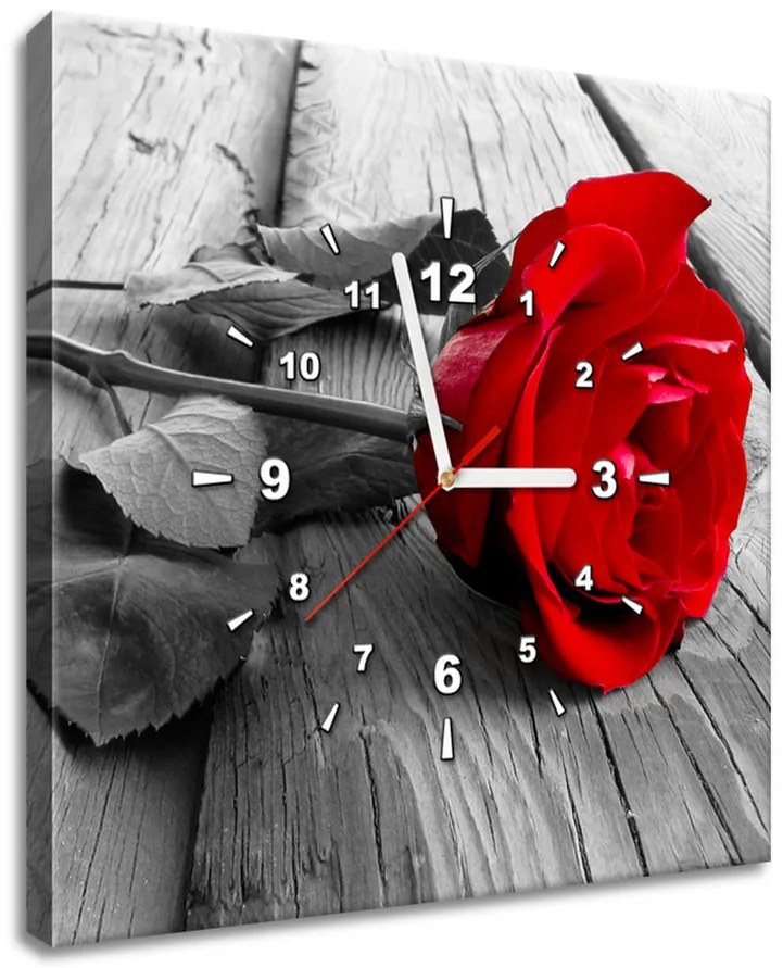 Gario Obraz s hodinami Červená ruža Rozmery: 60 x 40 cm