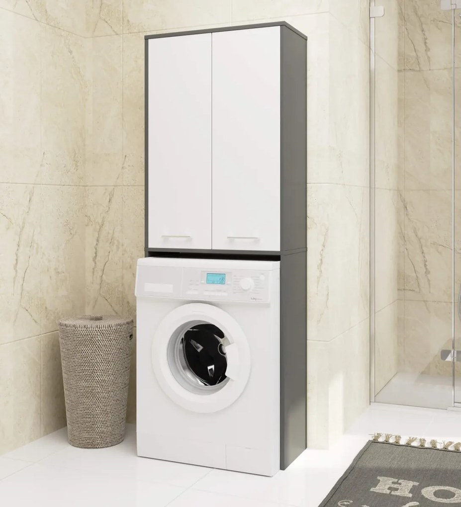 Kúpeľňová skrinka nad práčku Fin 2D sivá/biela