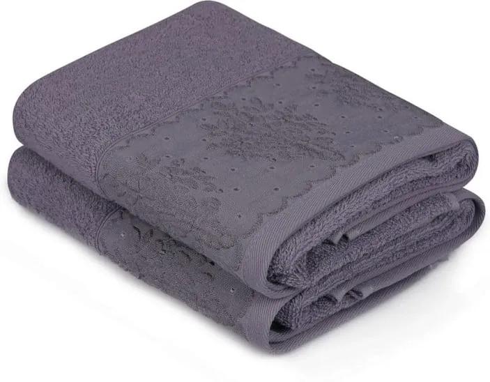 Sada dvoch tmavofialových uterákov Victorian, 90 × 50 cm