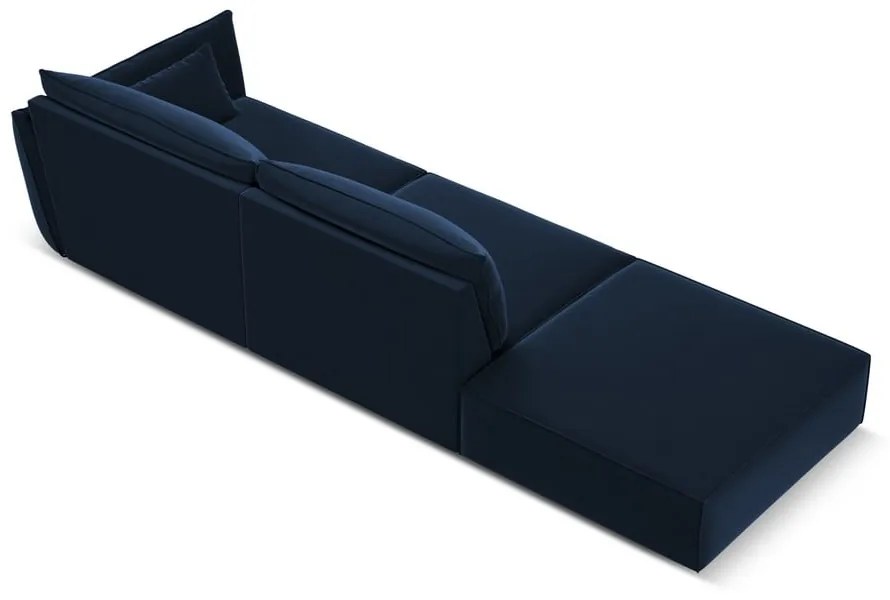 Tmavomodrá zamatová pohovka pravý roh 264 cm Vanda – Mazzini Sofas