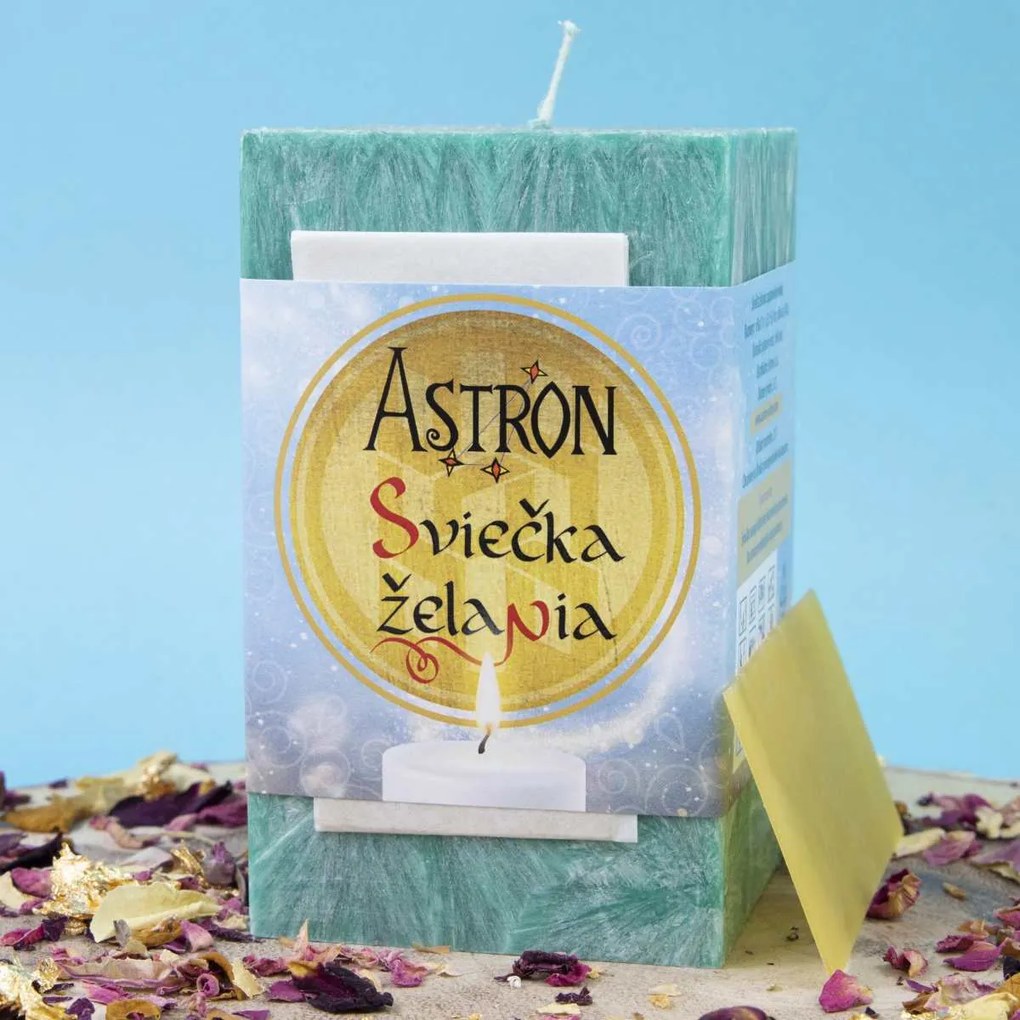 Sviečka želania Astron - hranol 11 cm, Zelená