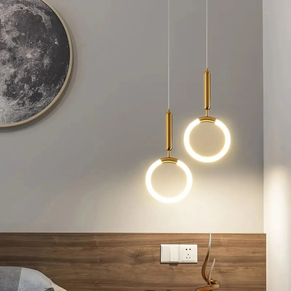 Toolight Toolight, LED závesné svietidlo 20x40cm, 12W, 3000K, LHJ058-CP1, zlatá matná, OSW-50028