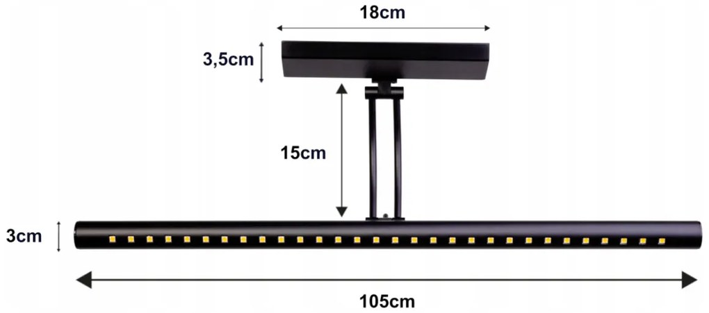 BERGE Nástenné svietidlo LED do kúpeľne - 105 cm - 15w čierne