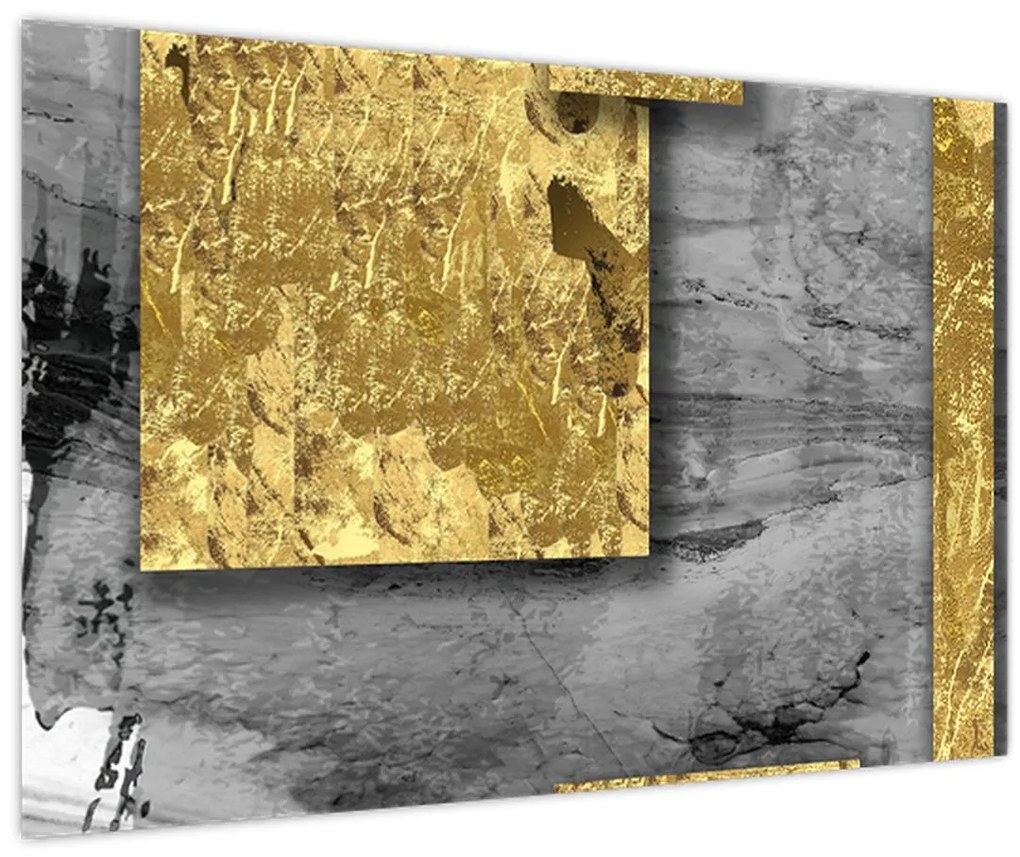 Obraz - Zlaté štvorce N⁰2 (90x60 cm)