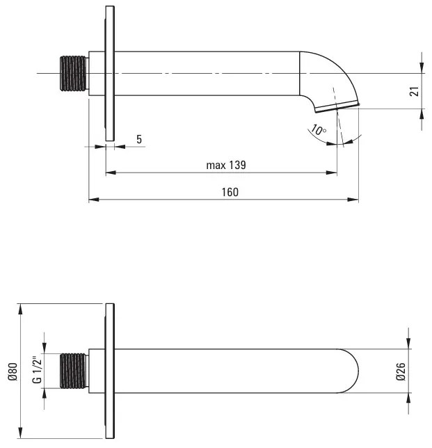 Deante Deante, výtokové rameno pre vaňu a umývadlo, biela, DEA-NQS_A80K