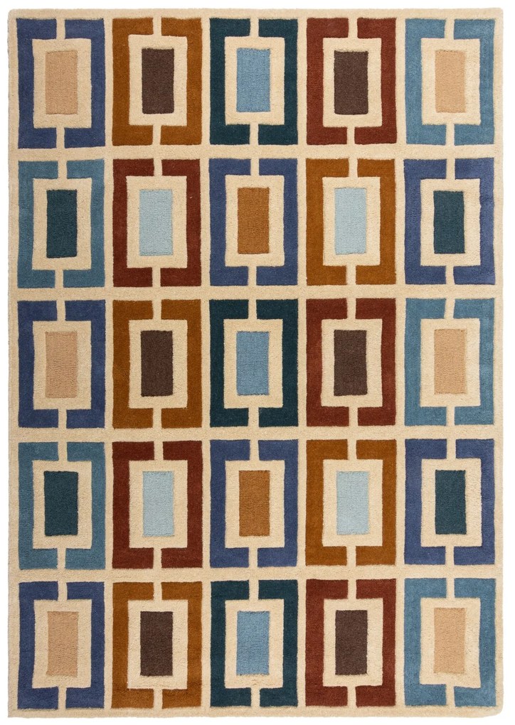 Flair Rugs koberce Ručne všívaný kusový koberec Illusion Retro Blocks Blue/Multi - 200x290 cm