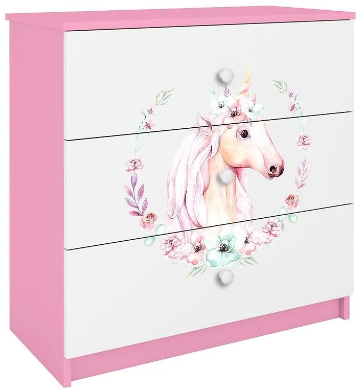 Detská komoda Babydreams ružová – Kôň