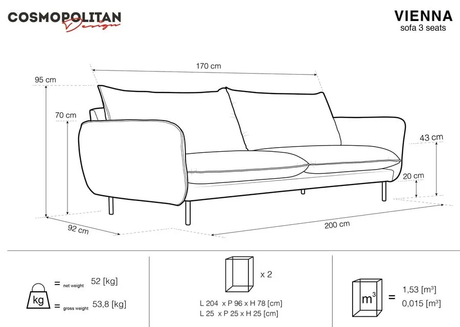 Béžová pohovka Cosmopolitan Design Vienna, 200 cm