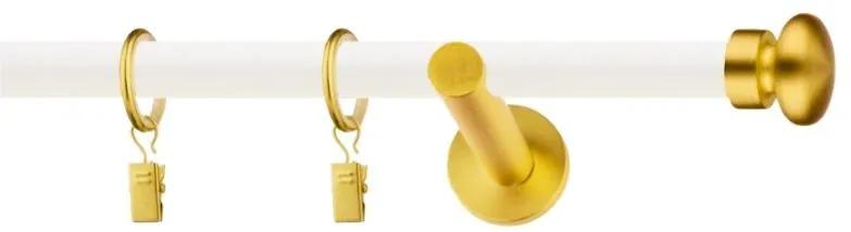 Dekorstudio Garniža jednoradová FLAT zlatá MIX biela-matná 19mm Dĺžka: 140cm, Typ príslušenstva: Krúžky tiché so štipcami