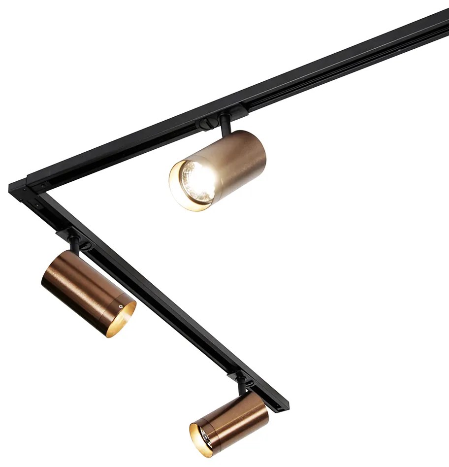 Moderný koľajnicový systém s 5 bodovými svetlami tmavý bronz 1-fázový GU10 70mm - Iconic Jeana Luxe