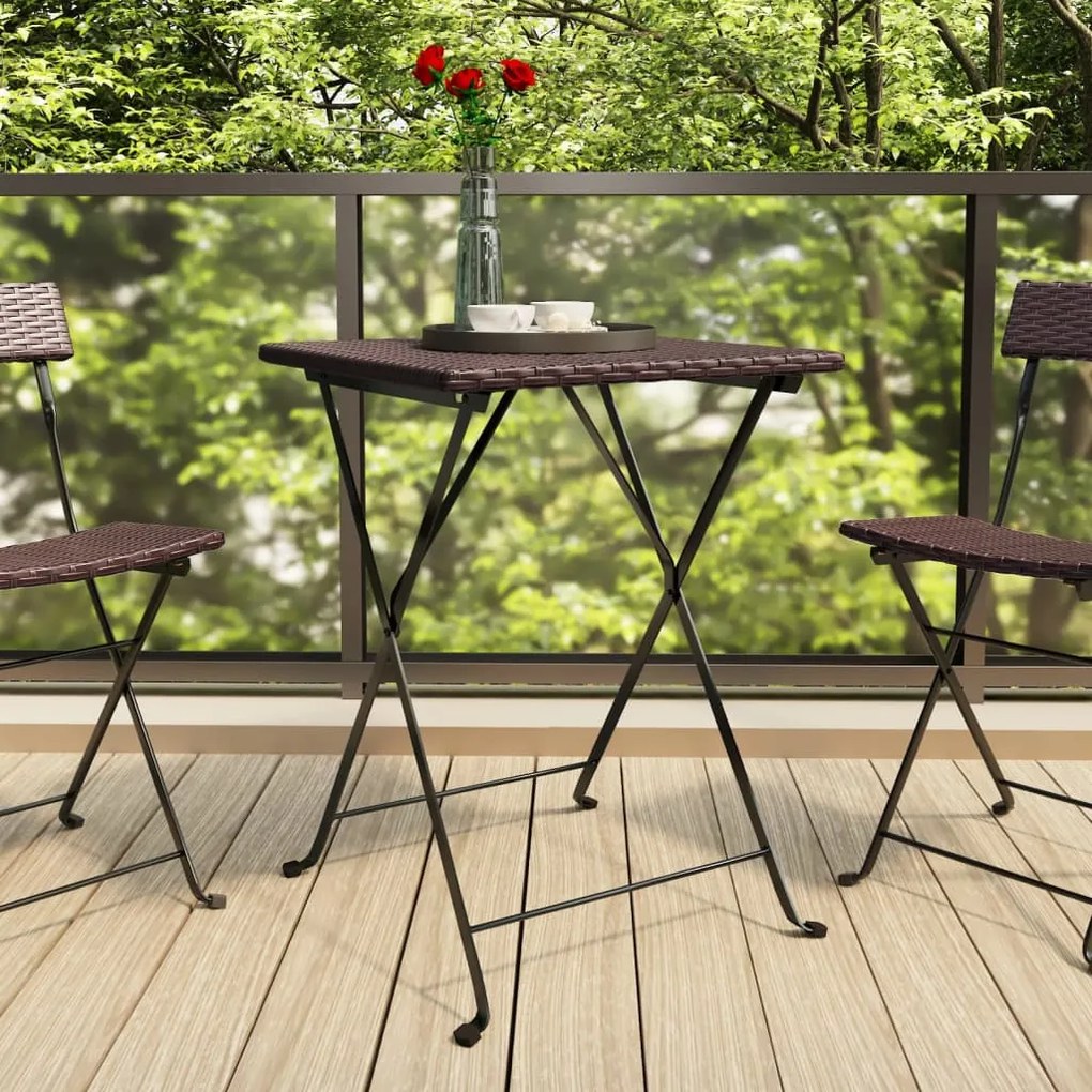 vidaXL Skladací bistro stôl hnedý 55x54x71 cm polyratan