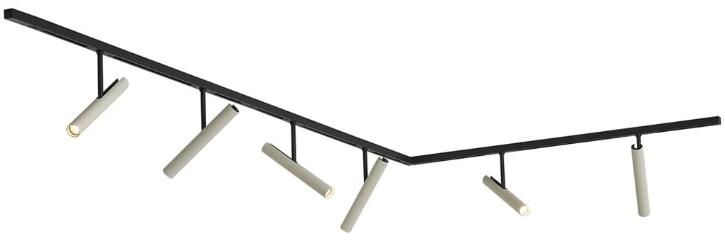 Moderný koľajnicový systém čierny so 6 béžovými reflektormi 1-fázový - Slimline Avery