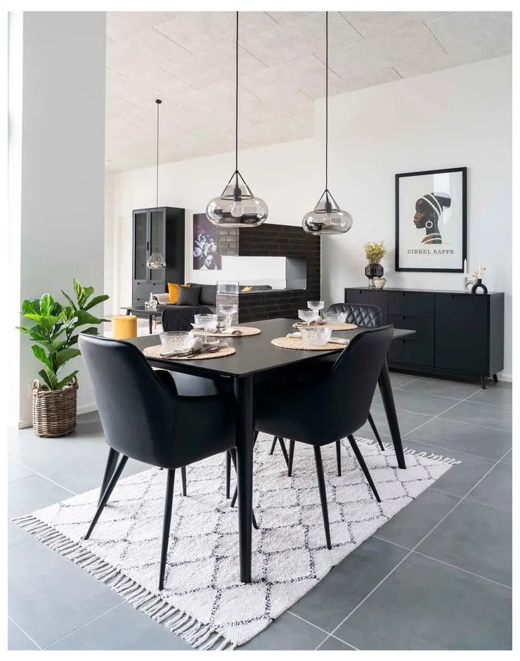 Čierne čalúnené jedálenské kreslá v súprave s podrúčkami 2 ks Harbo – House Nordic