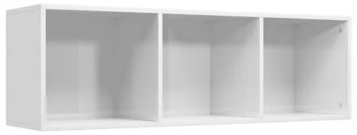 vidaXL Knižnica/TV skrinka, lesklá, biela 36x30x114 cm, drevotrieska-