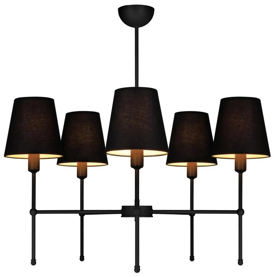 Luster na tyči MADELA 5xE14/40W/230V čierna