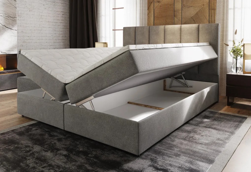 Čalúnená posteľ boxspring KARDI, 160x200, cosmic 10 + topper